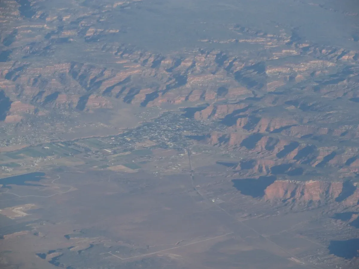 Aerial view of Kanab, Utah, a town passed on some Antelope Canyon tours from Las Vegas.