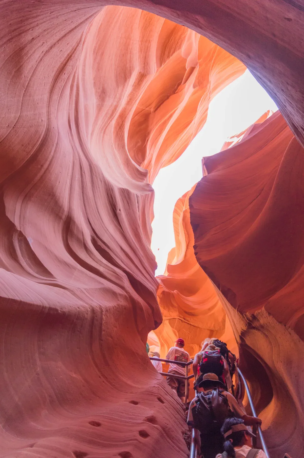 Metal stairs inside Lower Antelope Canyon, a stop on an Antelope Canyon tour from Las Vegas, Page, Arizona.