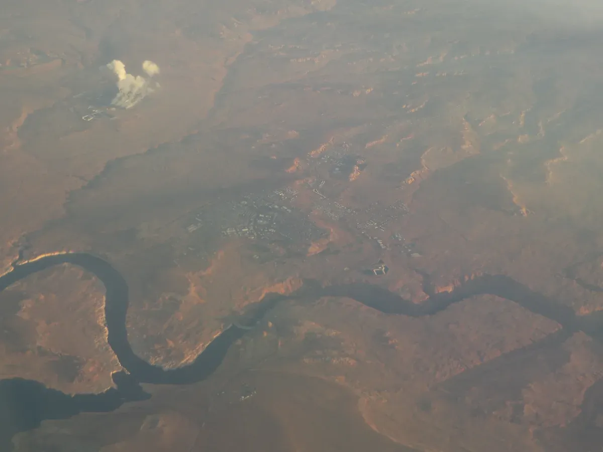 Aerial view of Page, Arizona, the base town for an Antelope Canyon tour from Las Vegas.